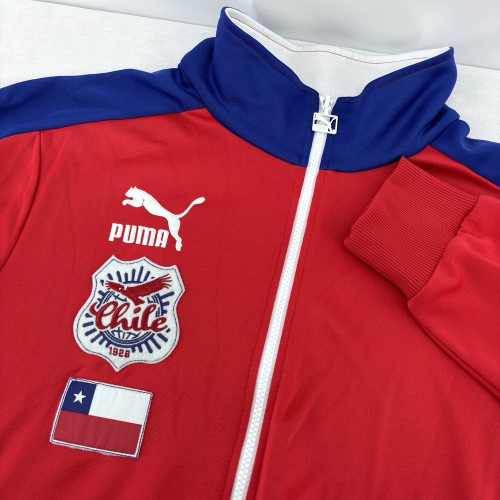Puma Track Soccer Jacket Men M Red Blue Chile Football Texas Star Flag Logo RARE